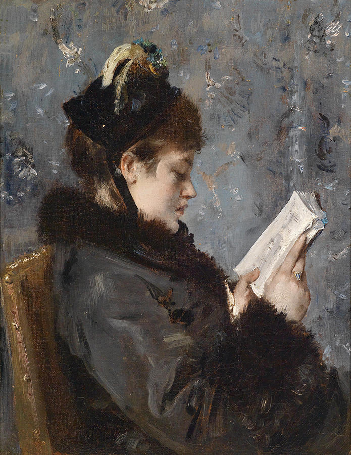 Portrait of a young lady Painting by Attributed to Alfred Stevens