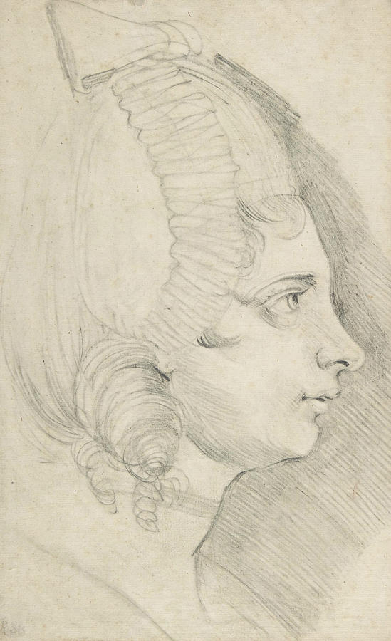 Portrait of a Young Lady Drawn in Left Profile Drawing by Henry Fuseli