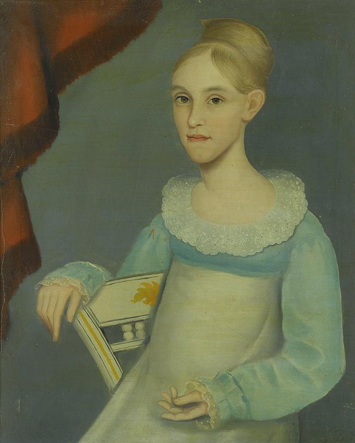 Woman Painting - Portrait Of A Young Lady In Blue by Ammi Phillips