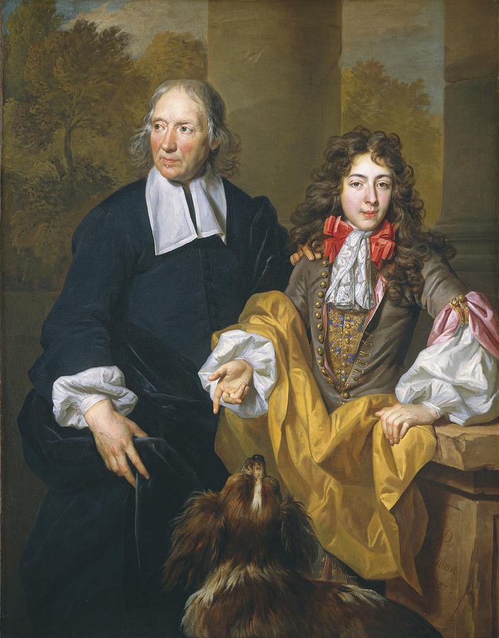 Portrait Painting - Portrait Of A Young Man And His Tutor by Nicolas De Largillierre