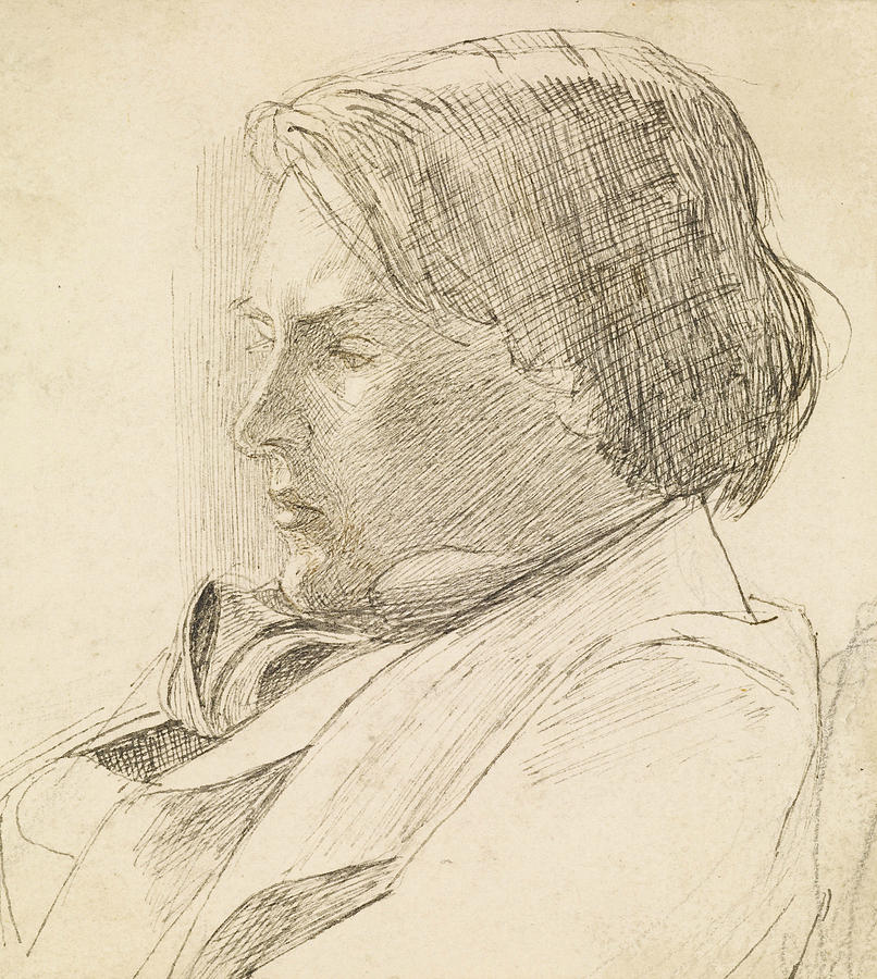 Portrait of a Young Man Drawing by Dante Gabriel Rossetti