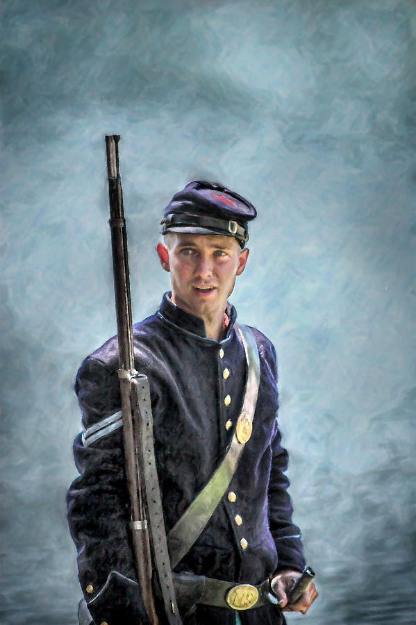 Gettysburg National Park Digital Art - Portrait of a young Union Civil War Soldier by Randy Steele