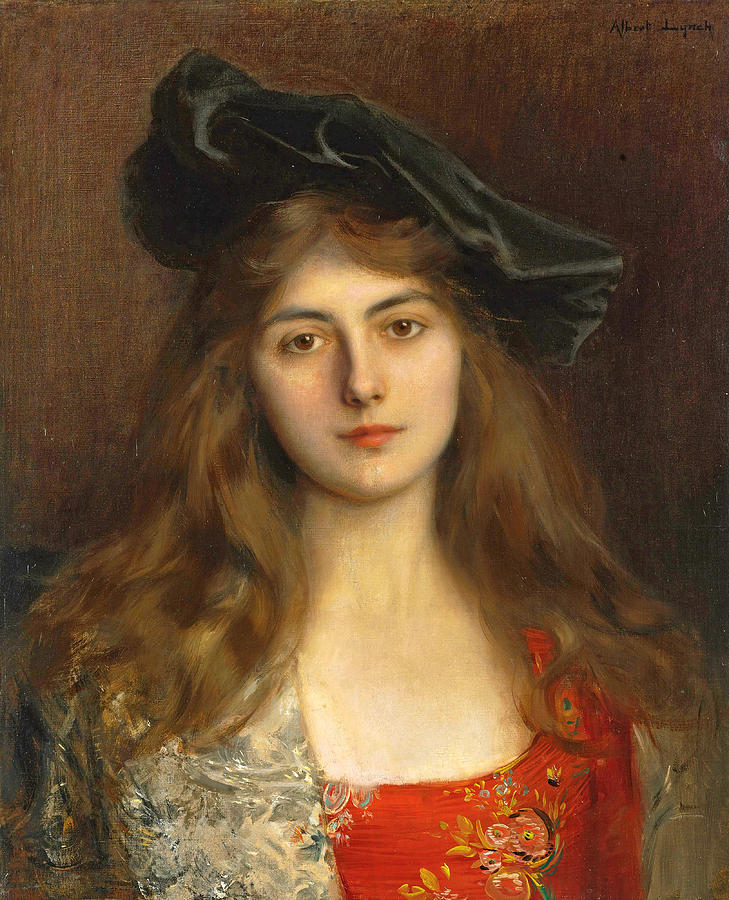 Portrait of a Young Woman Painting by Albert Lynch