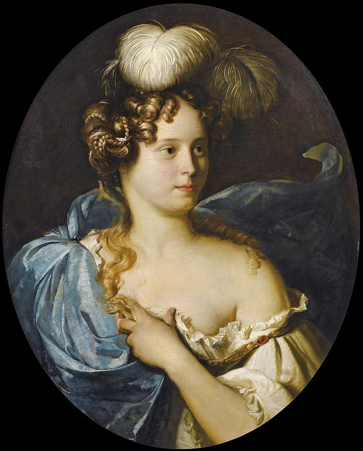 Portrait of a Young Woman with a Blue Hat Painting by Attributed to Pieter Nason