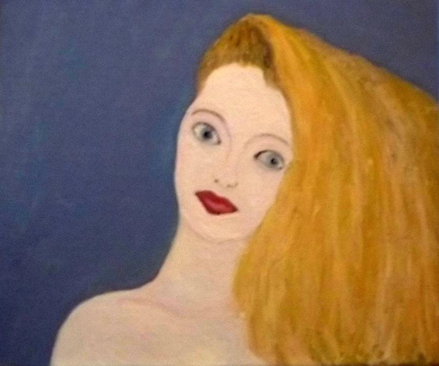 Portrait of a Young Woman with Blue Eyes and Blonde Hair Painting by Peter Gartner