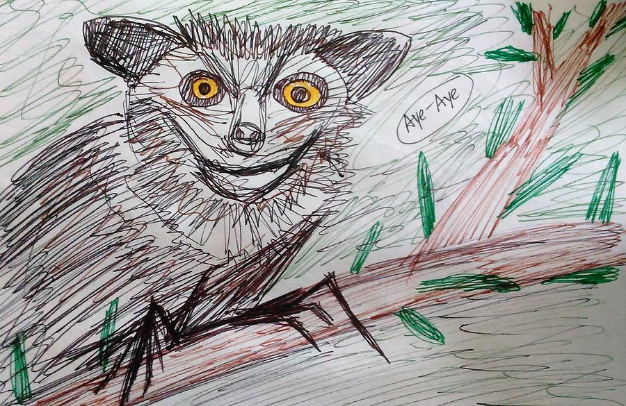 Portrait of an Aye Aye Mixed Media by Andrew Blitman