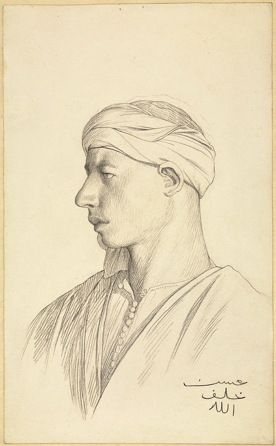 Portrait of an Egyptian Fellah Drawing by Jean-Leon Gerome