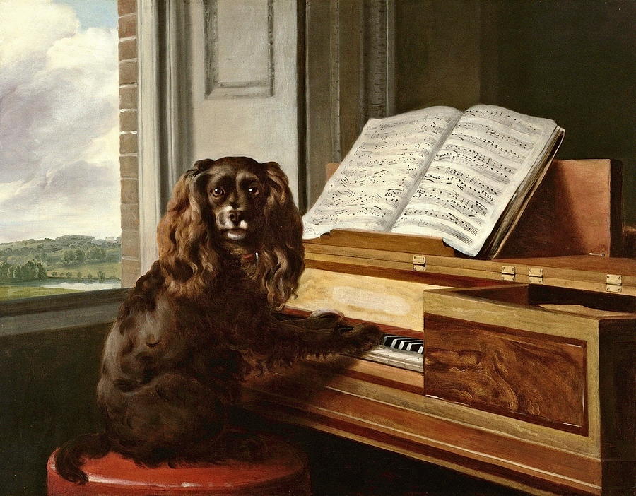 Vintage Painting - Portrait Of An Extraordinary Musical Dog   by Philip Reinagle