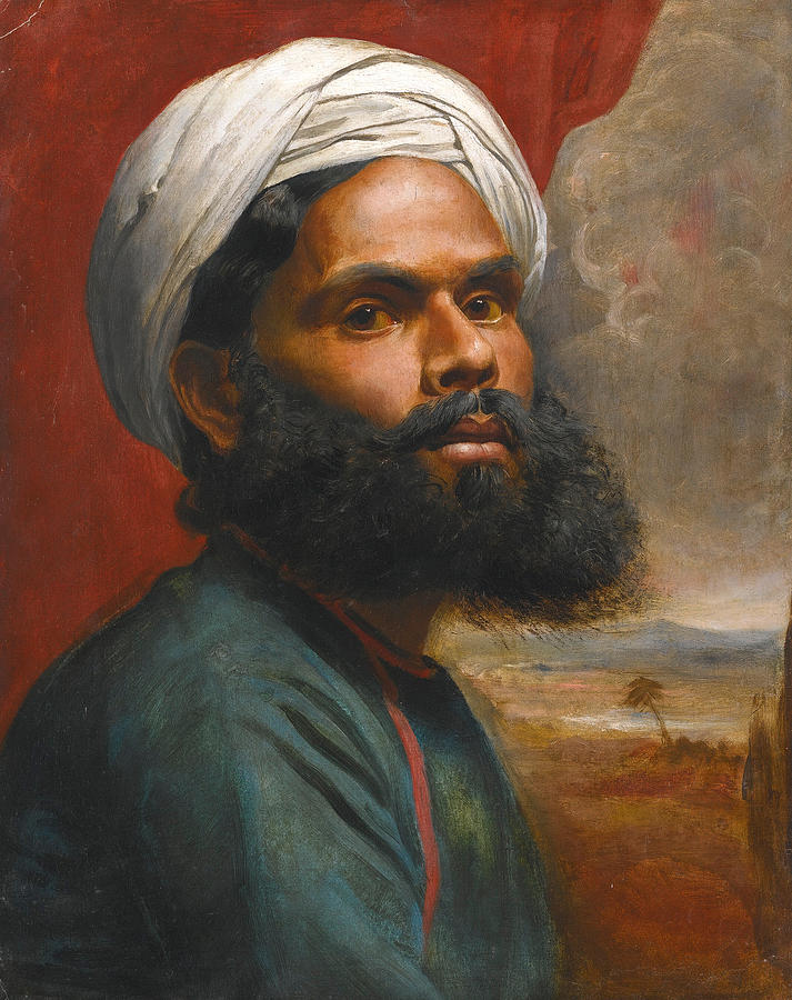 Portrait of an Indian Sardar #2 Painting by Edwin Frederick Holt
