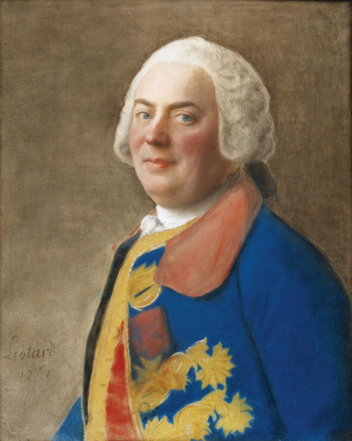 Portrait of an Officer wearing the Order of the Saint Esprit Drawing by Jean-Etienne Liotard