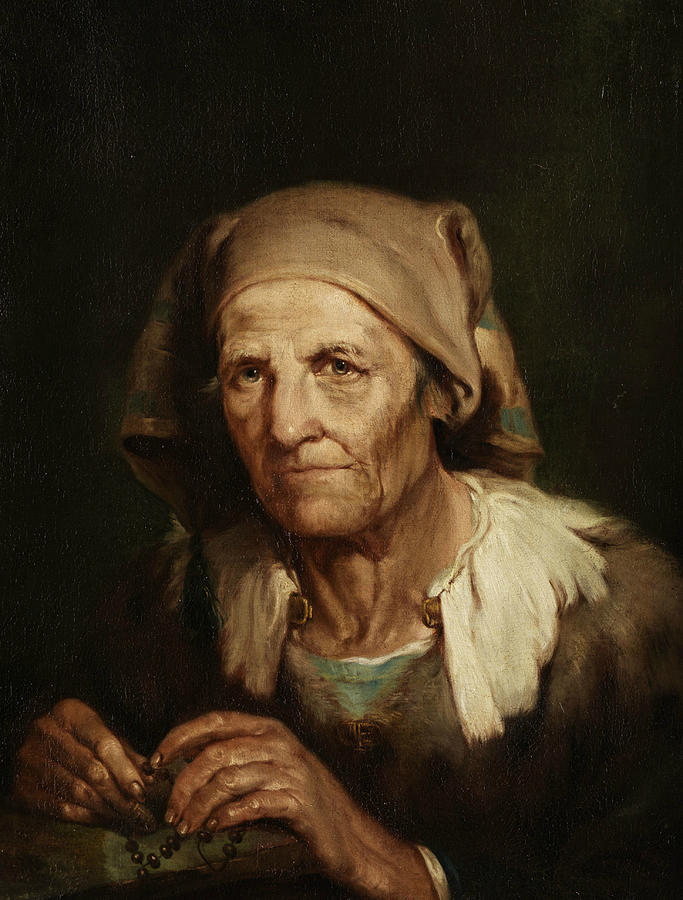 Portrait of an old woman Painting by Giuseppe Nogari