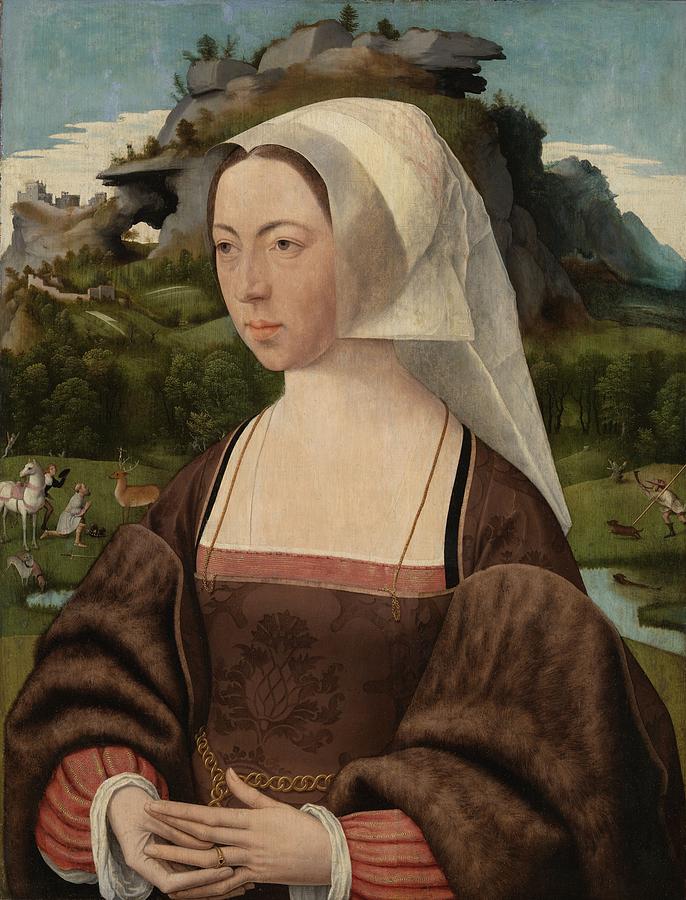 Portrait of an Unknown Woman, Jan Jansz Mostaert, c. 1525 Painting by Celestial Images