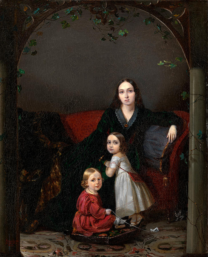 Portrait of Anna Grigorievna Ermolova with Her Children Painting by ...