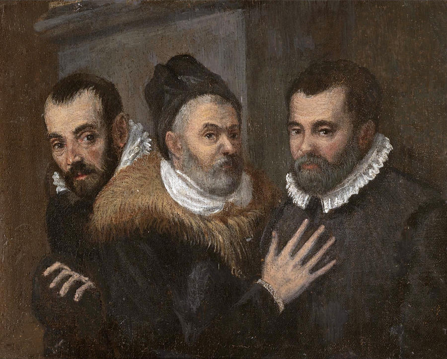 Portrait of Annibale  Ludovico and Agostino Carracci Painting by Bolognese School