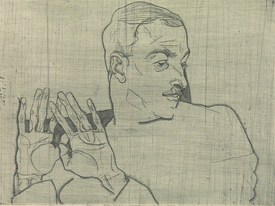 Portrait of Arthur Roessler Relief by Egon Schiele