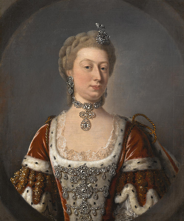 Portrait Of Augusta Von Sachsen-Gotha Princess Of Wales Painting by Studio of Jean-Baptiste van Loo