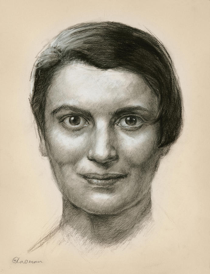 Portrait Of Ayn Rand Drawing by Ifat Glassman