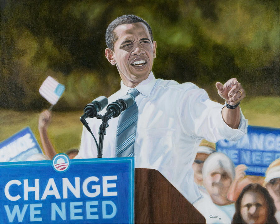 Portrait of Barack Obama The Change We Need Painting by Christopher Oakley  - Pixels