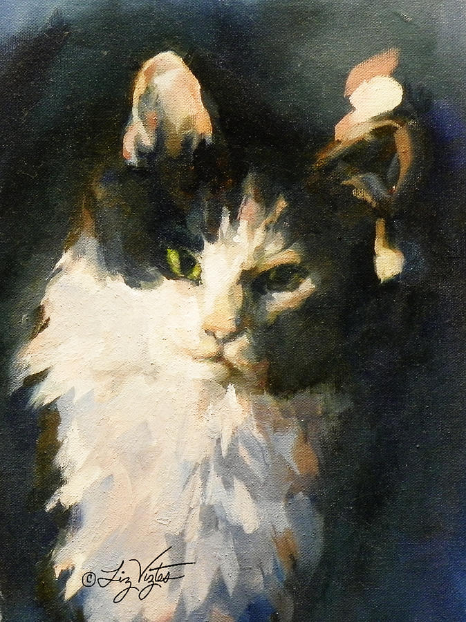 Cat Painting - Portrait of Buffy Detail Three by Liz Viztes