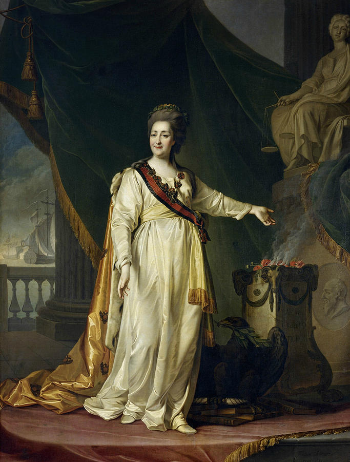 Portrait of Catherine II the Legislatress in the Temple of the Goddess of Justice Painting by Dmitry Levitsky
