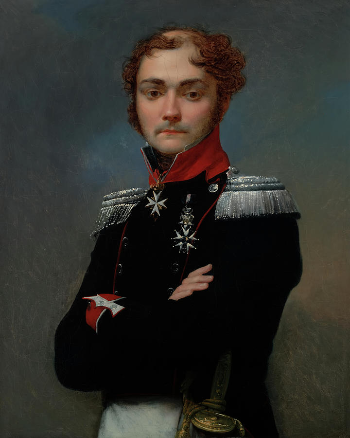 Portrait of Charles-Louis Regnault, An Officer from the Napoleon Painting by Mountain Dreams