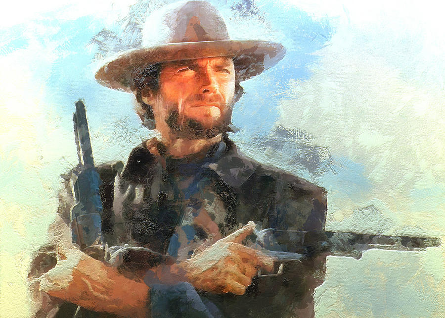 Portrait of Clint Eastwood Digital Art by Charmaine Zoe