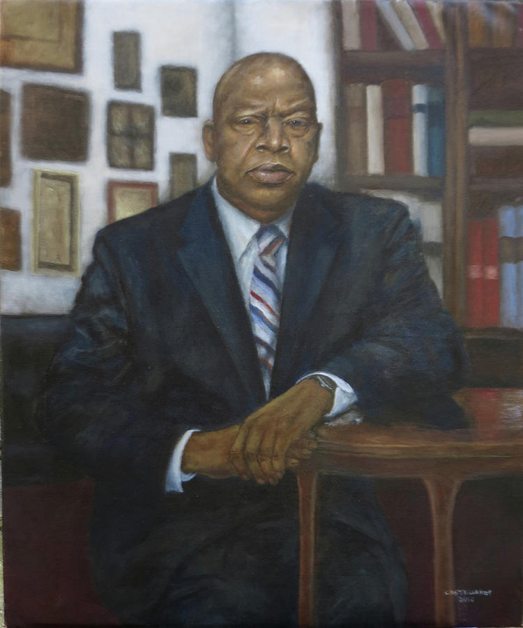 Atlanta Painting - Portrait of Cong. John Lewis by Sylvia Castellanos