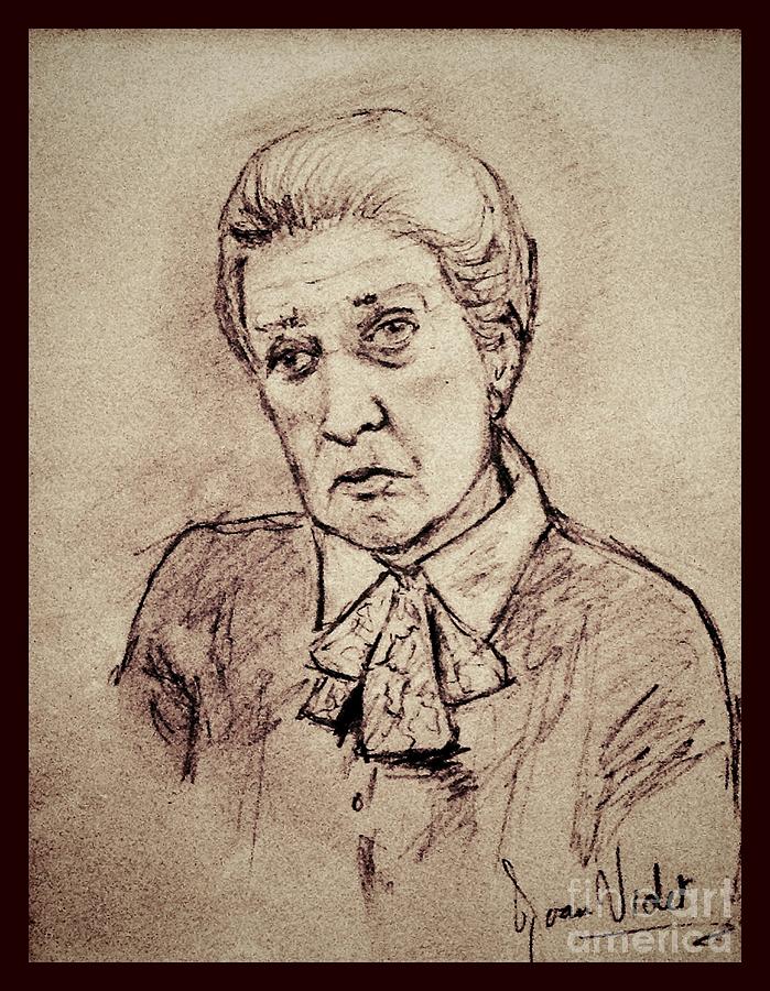Portrait of Cora Sepia Drawing by Joan-Violet Stretch