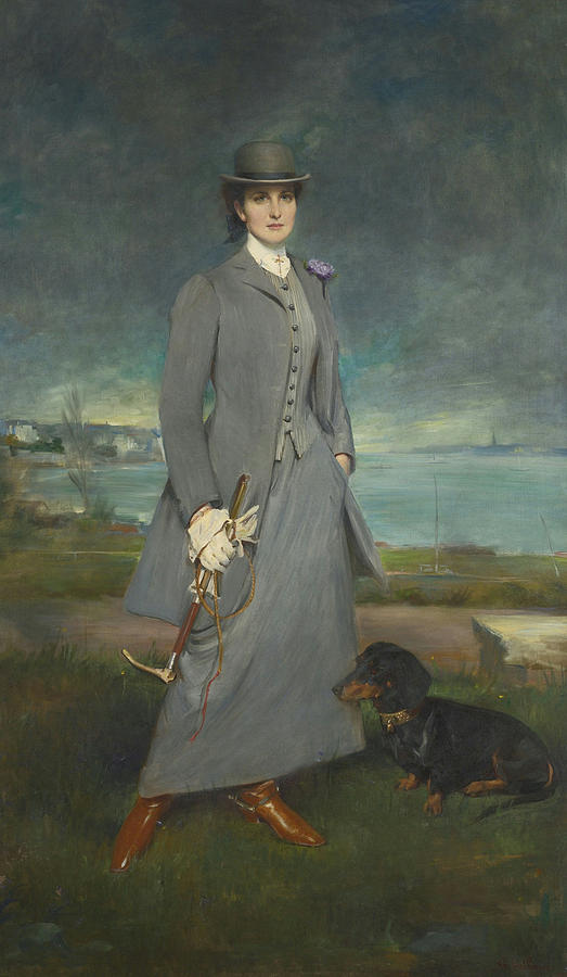 Portrait Of Countess De La Maitrie In Equestrian Dress Painting by MotionAge Designs