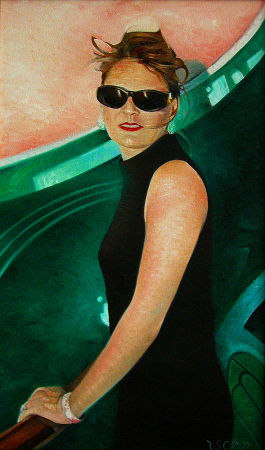 Portrait of Debbie in Sunglasses Painting by T S Carson