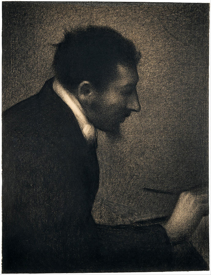 Portrait of Edmond Francois Aman-Jean Drawing by Georges Seurat