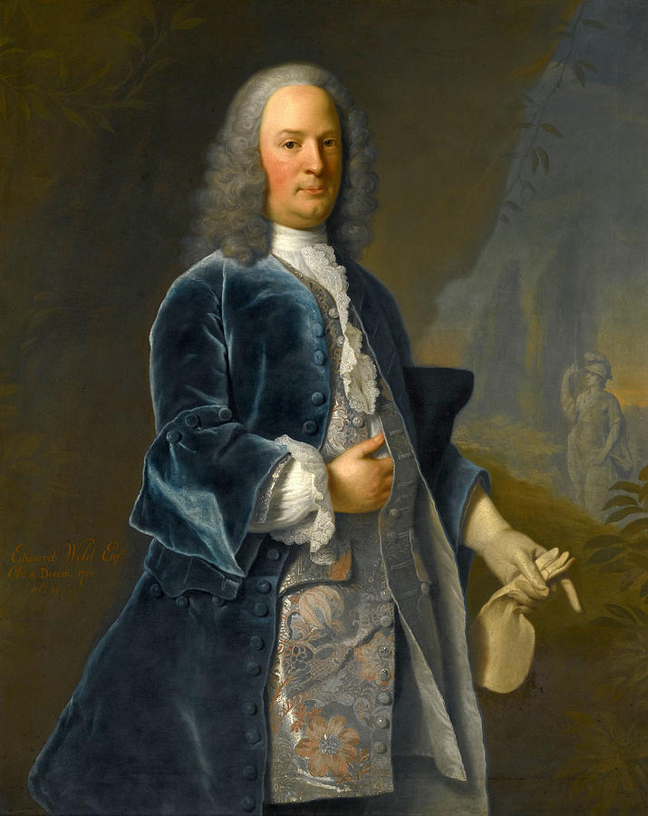 Portrait of Edward Weld of Lulworth Castle in a Garden a Atatue of Minerva beyond Painting by