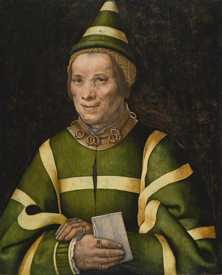 Portrait of Elisabet Court Fool of Anne of Hungary Painting by Jan Sanders van Hemessen