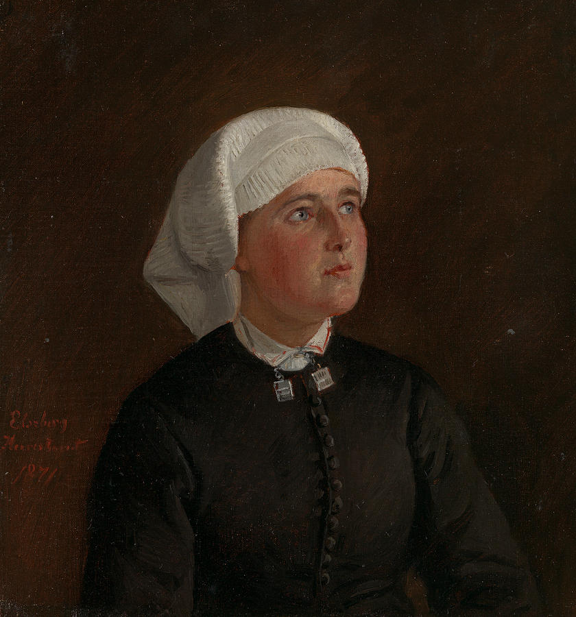 Portrait of Elseberg Herrestvedt Painting by Adolph Tidemand