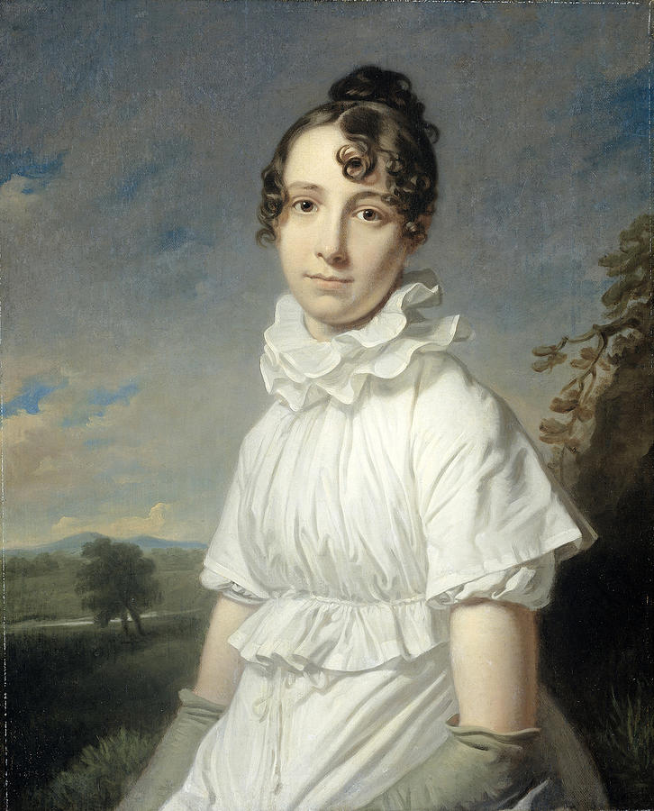 Young Woman Painting - Portrait of Emma Jane Hodges by Charles Howard Hodges