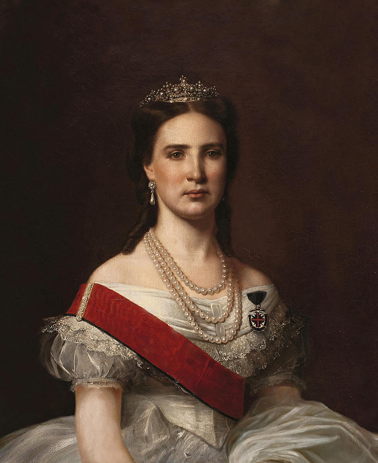 Portrait of Empress Carlota of Mexico Painting by Santiago Rebull