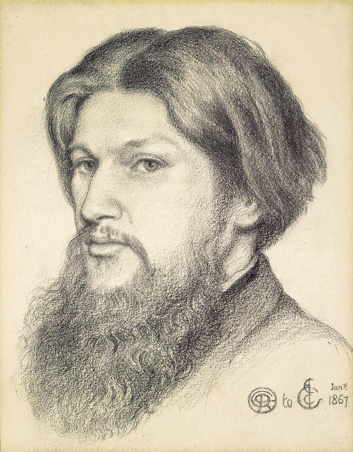 Portrait of Ford Madox Brown Drawing by Dante Gabriel Rossetti