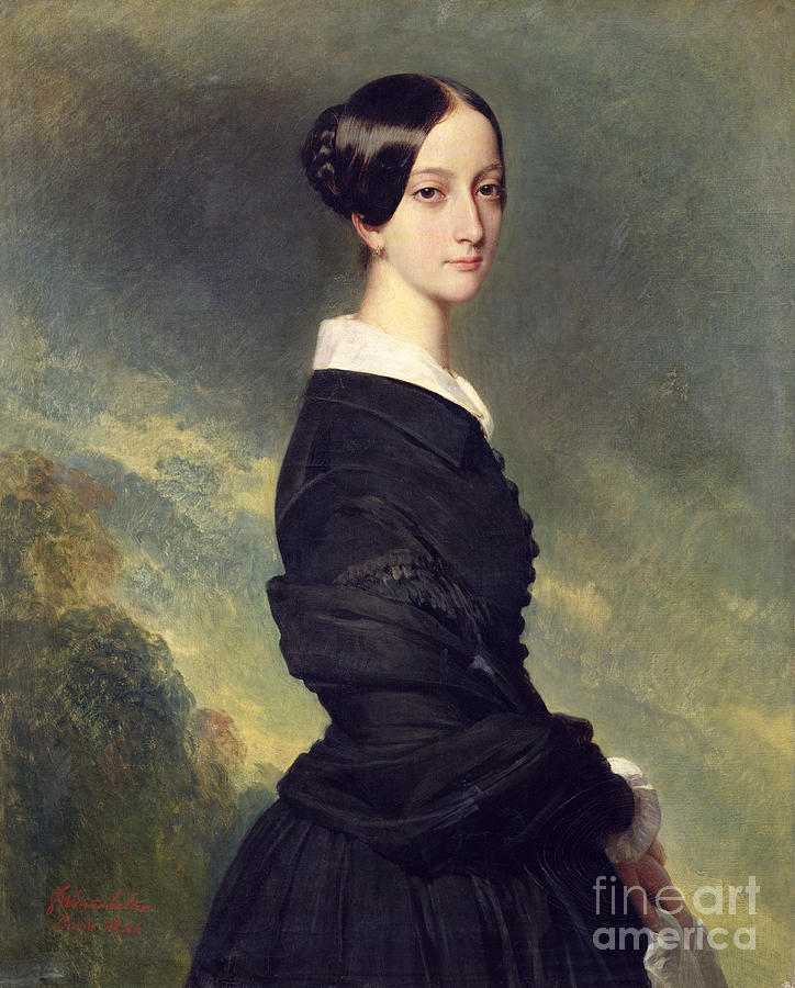 Portrait Painting - Portrait of Francisca Caroline de Braganca by Franz Xaver Winterhalter