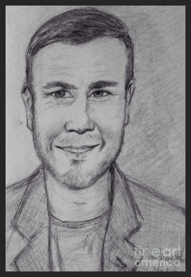 Portrait of Gary Barlow Drawing by Joan-Violet Stretch