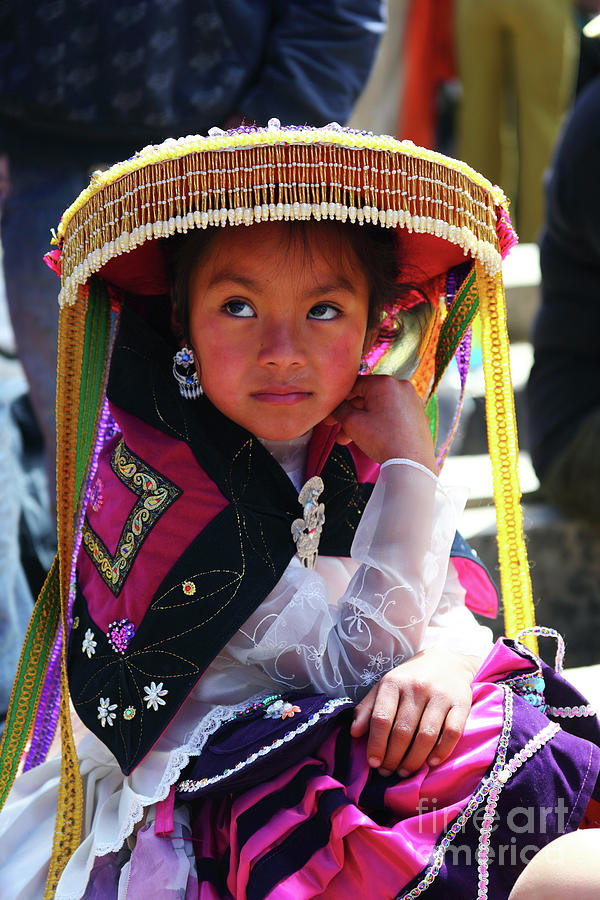Portrait of Girl at Paucartambo Peru Photograph by James Brunker