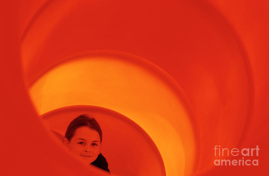 Portrait of Girl in Colorful Tube Slide Photograph by Jim Corwin