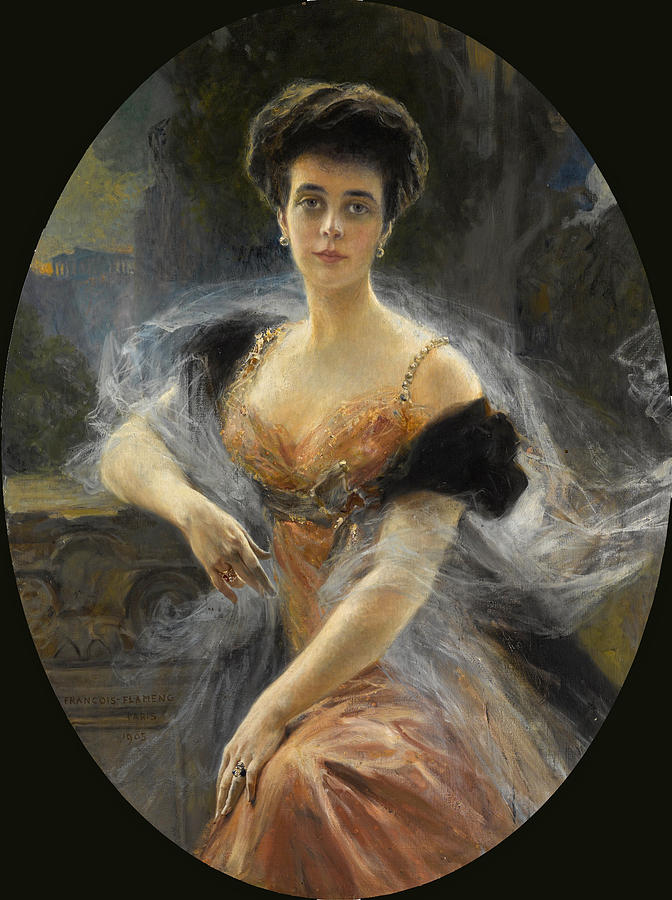 Portrait of Grand Duchess Elena Vladimirovna of Russia Painting by Francois Flameng