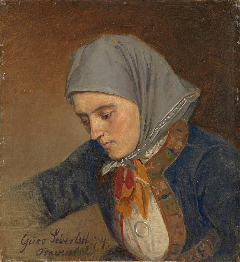 Portrait of Guro Sivertsdatter Travendal Painting by Adolph Tidemand