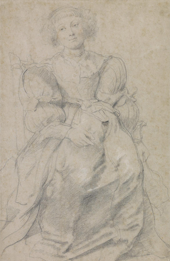 Portrait of Helene Fourment Drawing by Peter Paul Rubens