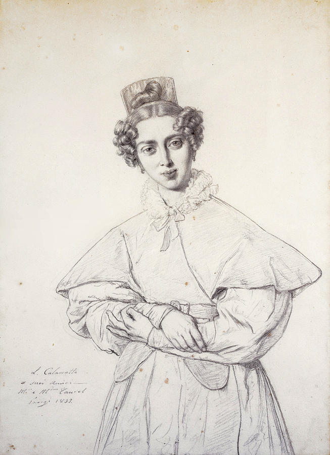 Portrait of Henriette Taurel nee Thevenin Drawing by Luigi Calamatta