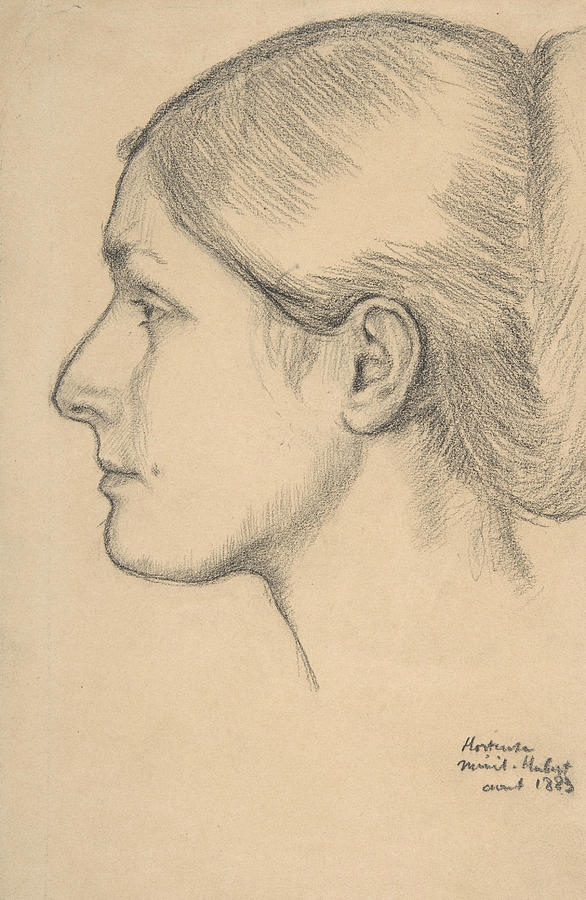 Portrait of Hortense Valpincon Drawing by Edgar Degas