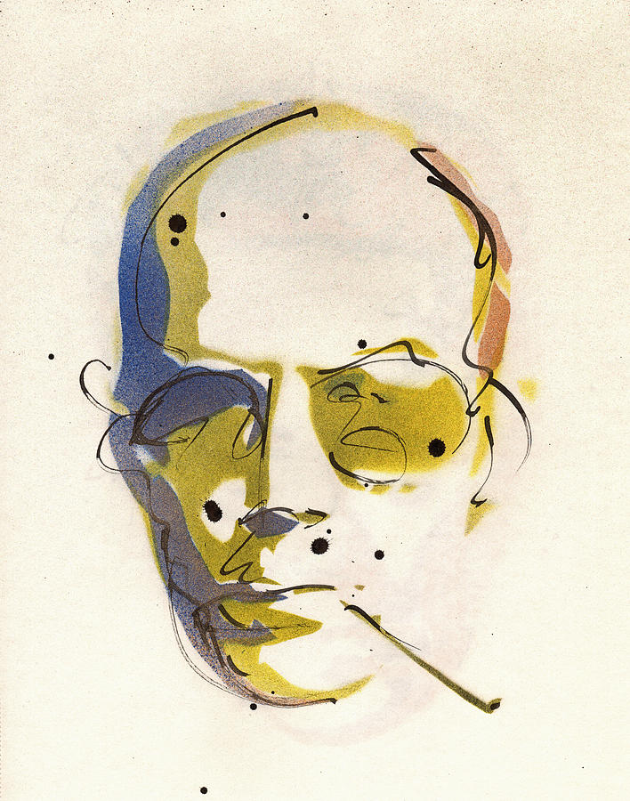 Egon Schiele Painting - Portrait of Hunter S. Thompson by Ryan Hopkins