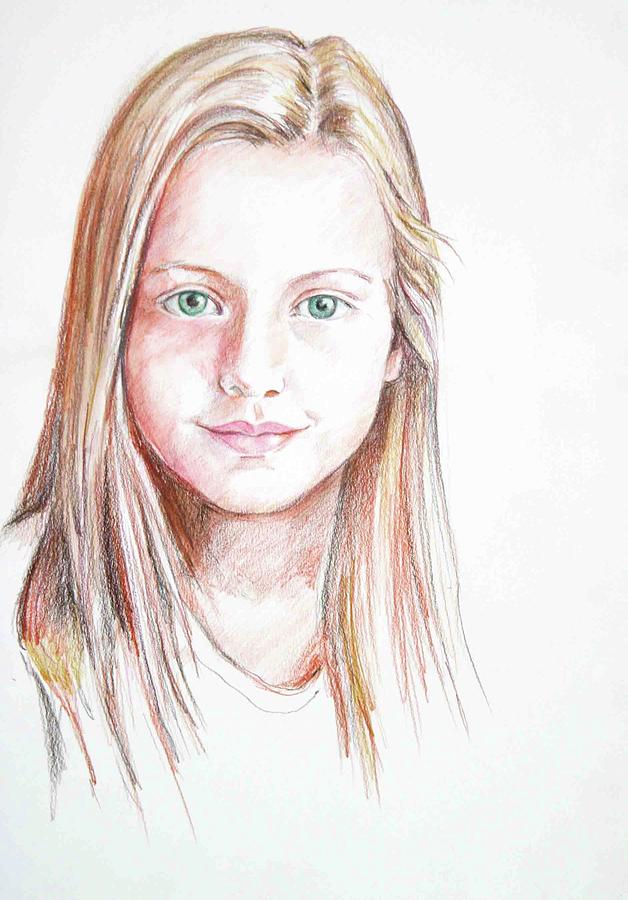 Portrait of India Drawing by June Schneider