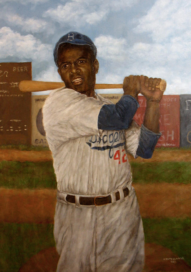 Major League Movie Painting - Portrait of Jackie Robinson by Sylvia Castellanos
