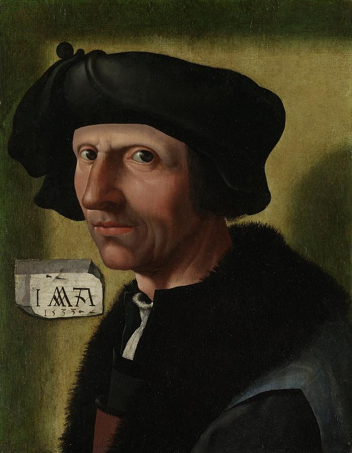 Portrait of Jacob Cornelisz van Oostsanen, 1533 Painting by Vincent Monozlay